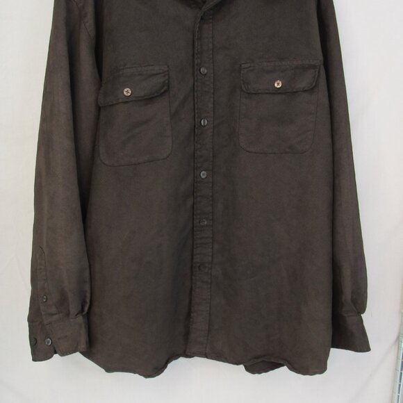 Knightsbridge Men's Brown Suede Cloth Long Sleeve Button Up Collared Shirt Sz XL - Picture 3 of 9